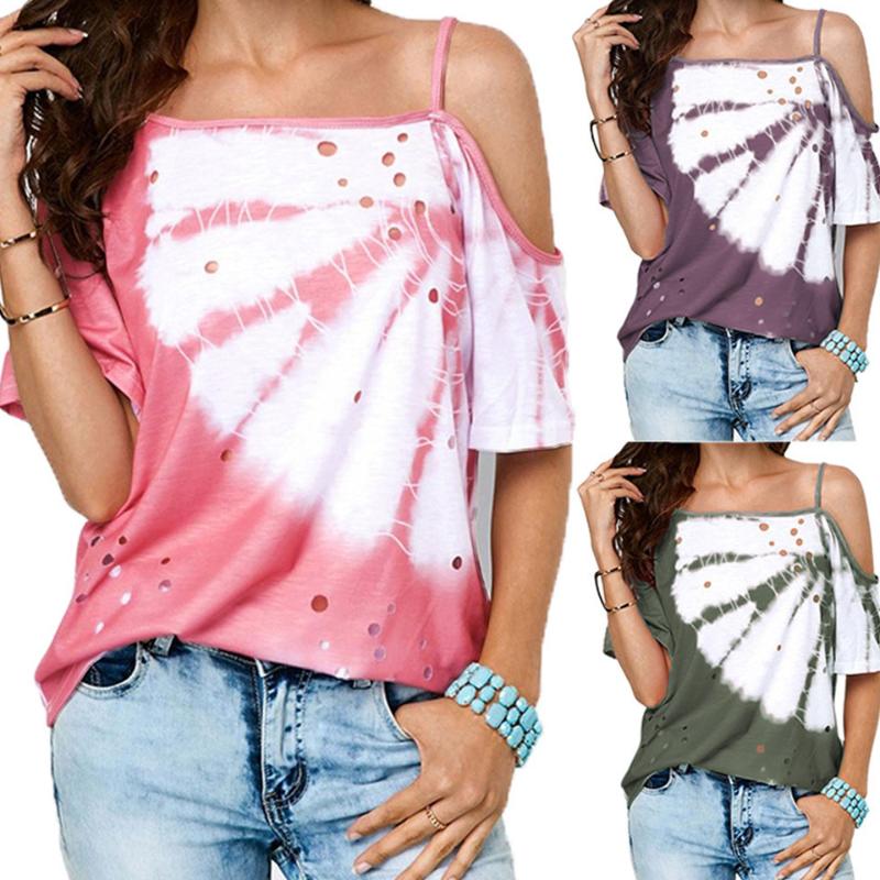 

Women' T-Shirt Watermelon T Shirt Vetement Femme 2021 Xxxl Women Tops Summer Harajuku Loose Top One Shoulder Tie Dye Tshirts Street Wear Da, Purple t shirt
