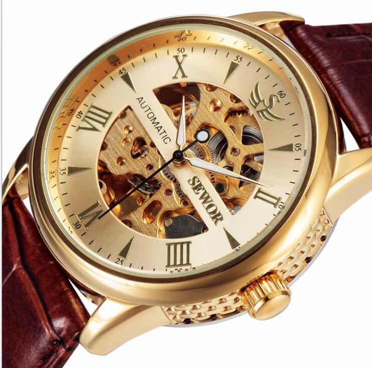 SEWOR mechanical watch Automatic movement watch Leather strap men's casual fashion watch SEW08-image-661905100