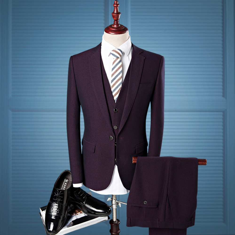 

Fashion Boutique Social Color Suit Slim Fit Men's Official Business Workwear 3 Pieces Set (jacket Pants + Vest ) Xp1f, Blue