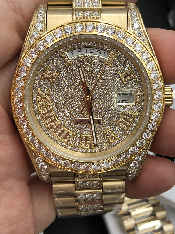 

wholesale new fashion luxury automatic movement mechanical watch, stainsteel stain bracelet, waterproof sapphire, men's watch, Gold