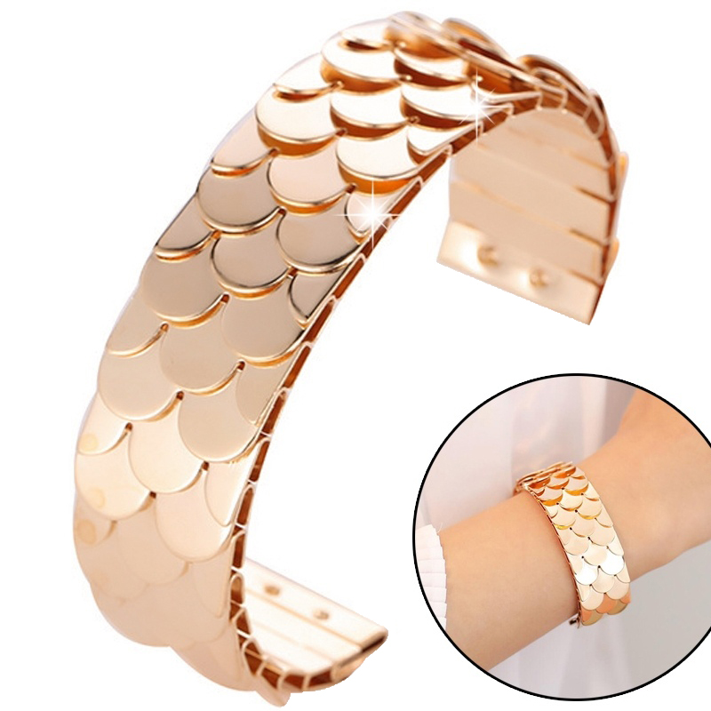 

Opening Cuff Bangle&Bracelet for Women Stainless Steel Bracelet Argent Fish Scales Bangle Interchangeable Wedding Christmas Gift, Black