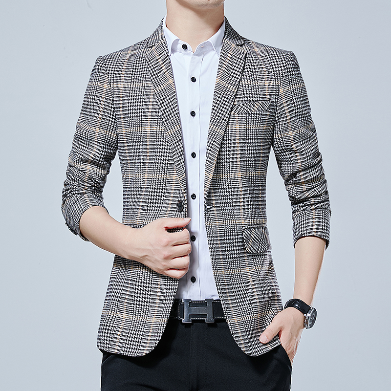 

2021 New Luxury Classic Men's Casual Plaid Blazer Autumn Spring Fashion Brand Loose Long Sleeves Suit 7afw, Px b215-987 2