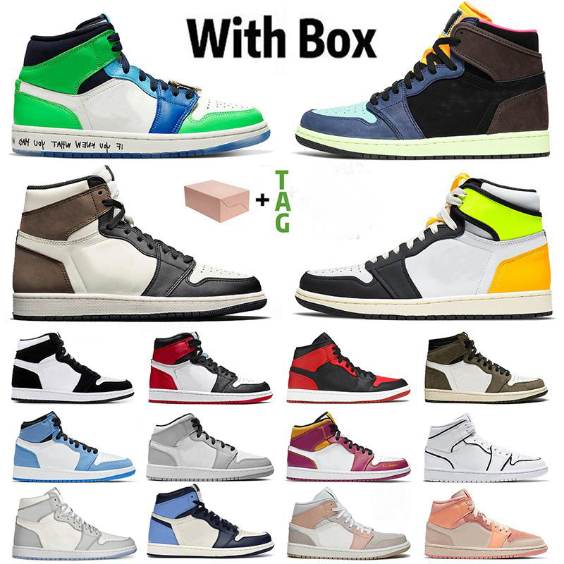 

With Box Jumpman Mens Womens Basketball Shoes Fearless Dark Mocha High Cactus Jack Obsidian Mid Banned Smoke Grey Trainers Sneakers