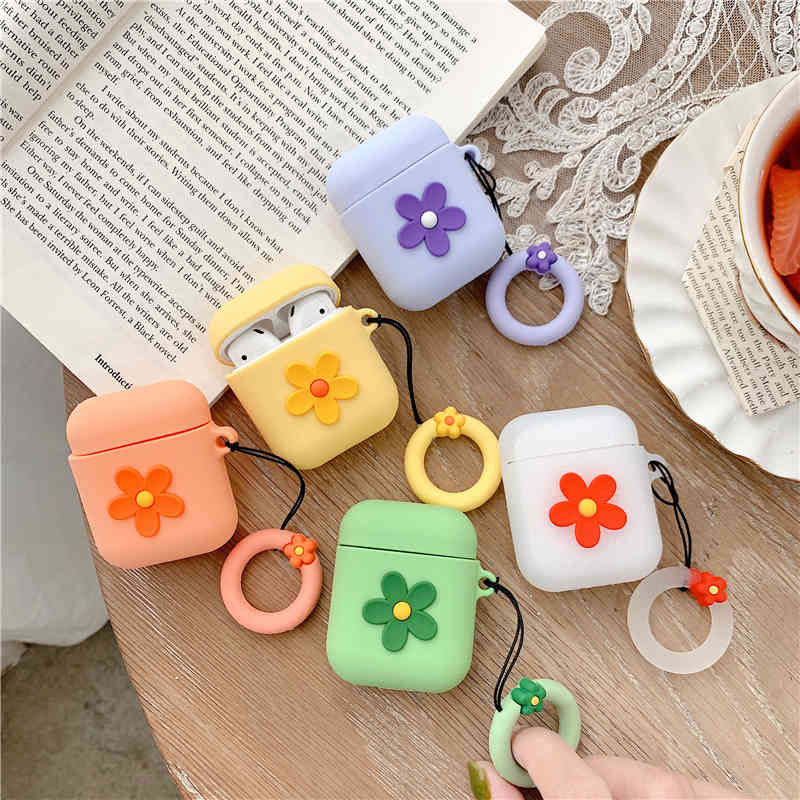 

For AirPods 2 Case Cute Cartoon Flower Pattern Soft Silicone s Apple Airpods Earphone Cover Funda