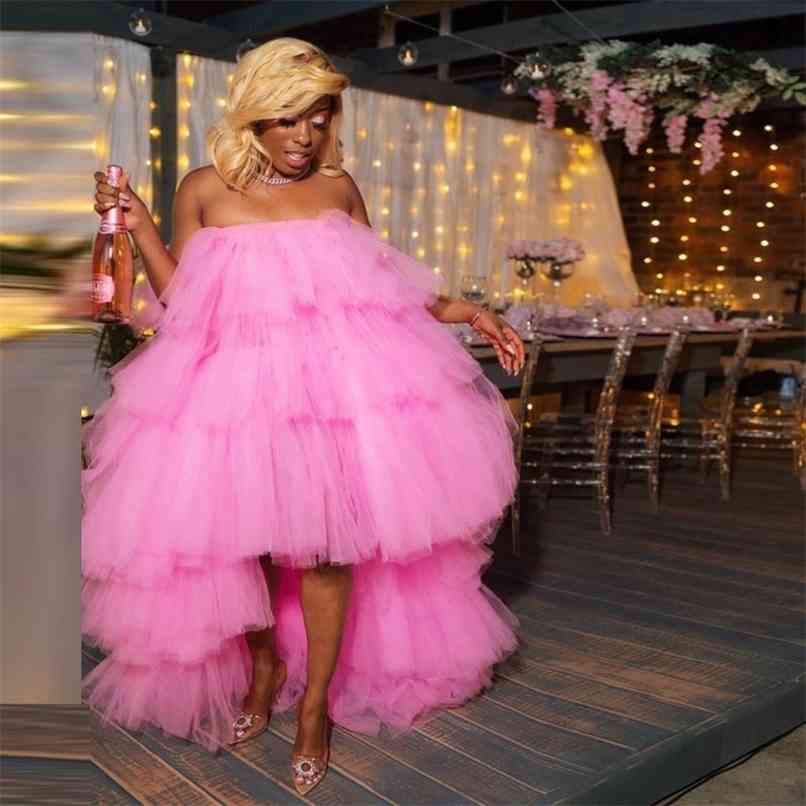 

Pography Fluffy Long Skirts for Women jupe femme faldas Pink Tutu Ruffled Dress Tulle Tiered Saias Maxi Skirt Prom Party Gown 210527, Red