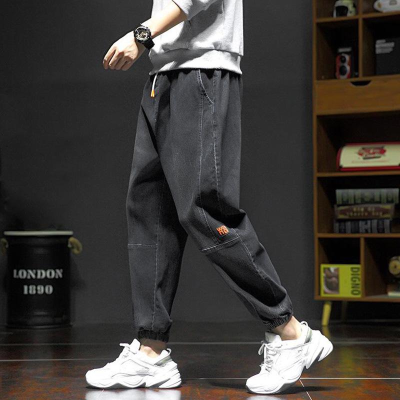 

Men's Pants Fashion Solid Color Stitching Casual Pocket Clothing Autumn Sweatpants Plus Size M-4XL, Black