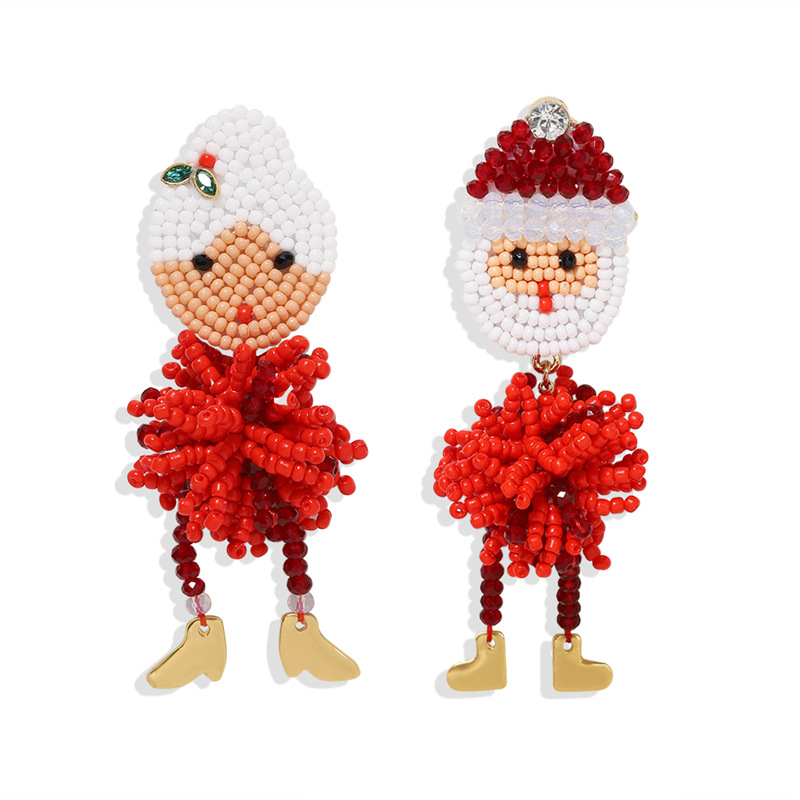 

Christmas Designer Stud Earrings Personalized Wild HandMade Seed Beads Elk Snowman Earrins Fun Diamond-Studded Santa Claus Ghost Skull Lobster Ear Jewelry Gifts -2