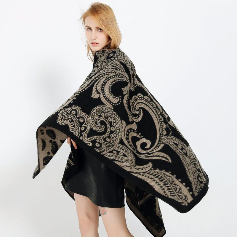 

Scarves Inida Paisley Pattern Jacquard Imitated Cashmere Scarf For Women Winter Fashion Design Coats Shawl Bohemian Cape