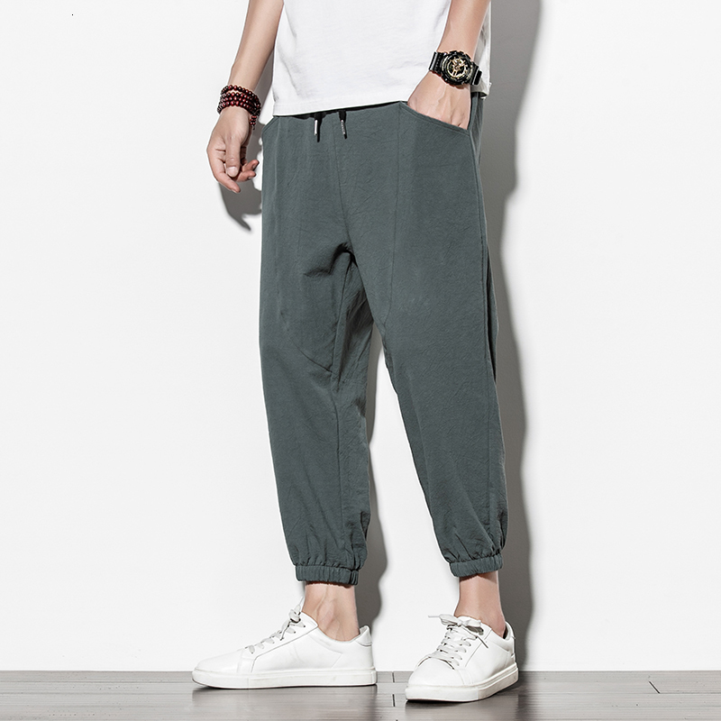 

New More Cotton Size Hare Men's Jogger 2021 Casual Male Hip Hop Will See Streetwear Track Pants Zmi5, Grey green.