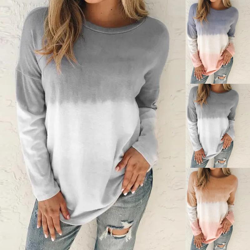 

Women' Hoodies & Sweatshirts Plus Size Printing Tie-dyed Gradient Long Sleeve O-neck Streetwear Sudaderas Con Capucha Moletom Feminino