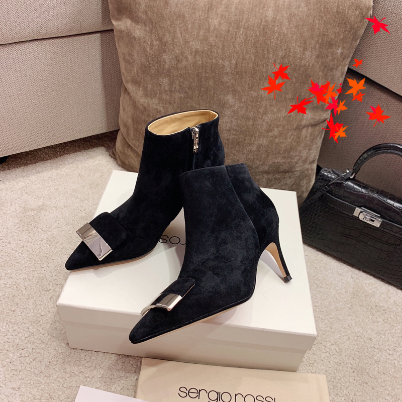 

2022 Leather Boots ladies short Ankle Cowskin Boot autumn winter Chunky Heel Martin Booties Fashion Camfortable shoes Top Quality with box size 35-40 -H151, Picture color