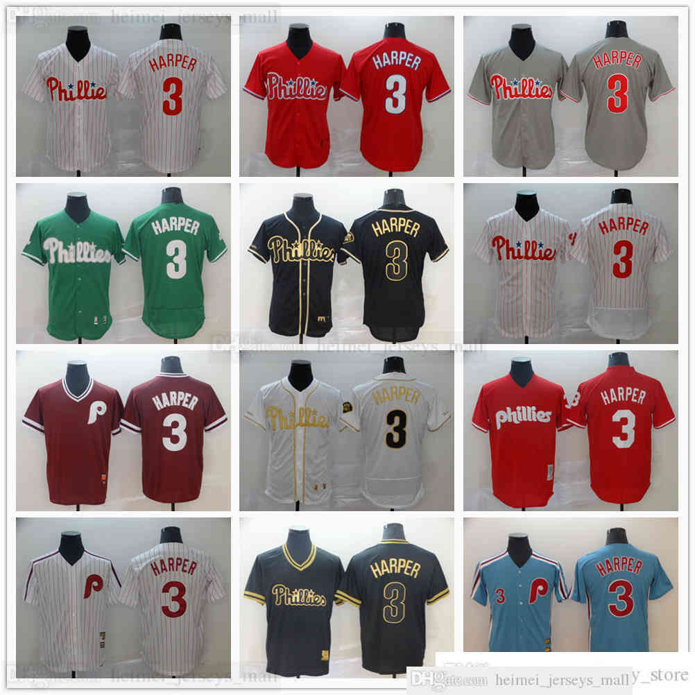 

2022 news Baseball Bryce 3 Harper Jerseys Red White Blue JT 10 Realmuto Blank for Man Black Gold Green Gray Top Quality Stitched Jersey, Blue;black