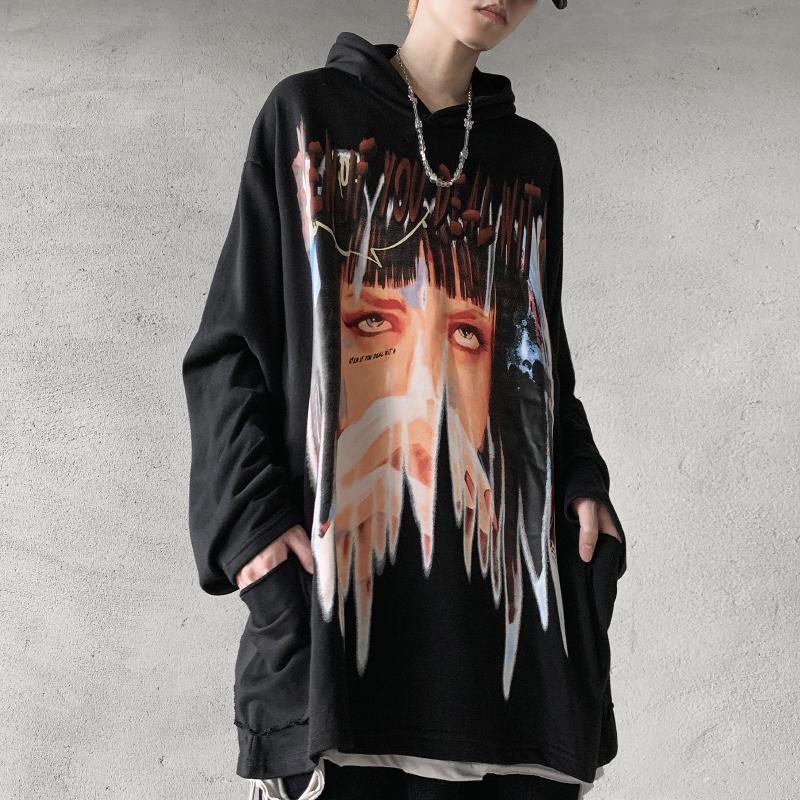 

2021 New Preto Legal Tops Streetwear Menina Impresso Masculino Harajuku Pulver Sweatshirts Coreano Com Capuz Moda Oversized Hoodie Femme C2w