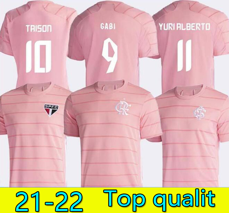 

21/22 Outubro Rosa Flamengo soccer jerseys GABI Sao Paulo SC Internacional pink special football shirts 2021 2022 SCI SPFC Mengo October rose men women uniforms, 21-22 flamengo