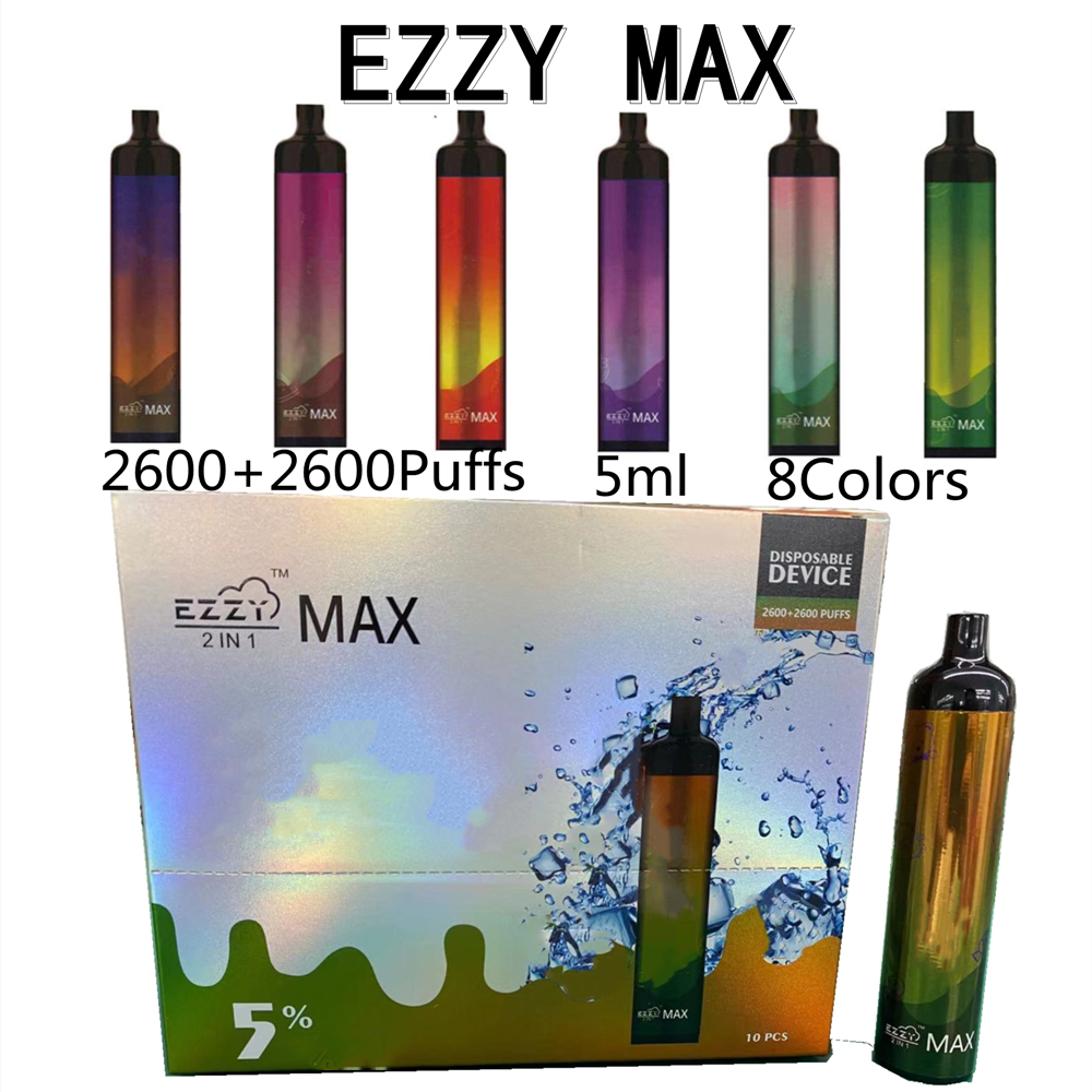 

Authentic EZZY MAX 2 IN 1 Disposable E Cigarettes Pen Device Hyppe Air Bar Flow 650mAh Battery 2600+2600 Puffs Cartridges Vape Cartridge 5ml