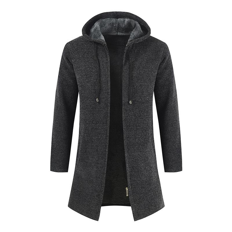 

Men's Sweaters Winter Mens Fleece Cardigan Coats Men Hooded Long Casual Thick Warm Sweatercoat Solid Jackets, White;black