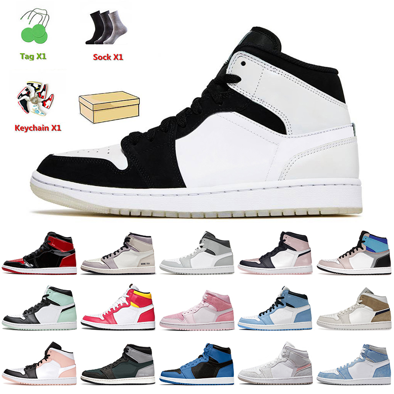 

2022 New Top Quality Jumpman 1 Basketball Shoes Women Mens With Socks Trainers Diamond Shorts Tan Suede High OG Patent Bred Light Smoke Grey Armory Navy Sneakers, D55 prototype 36-47