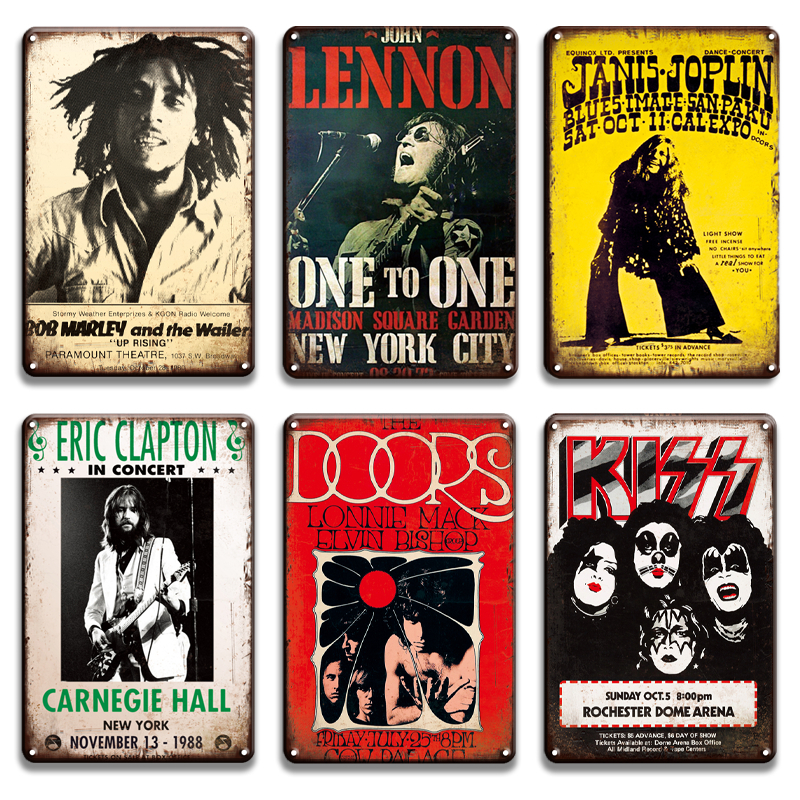 

2021 Kiss Rock N Roll Metal Plaque Tin Sign Vintage Lennon Pop Music Poster Decorative Metal Plate Signs Pub Bar Man Cave Home Wall Decor