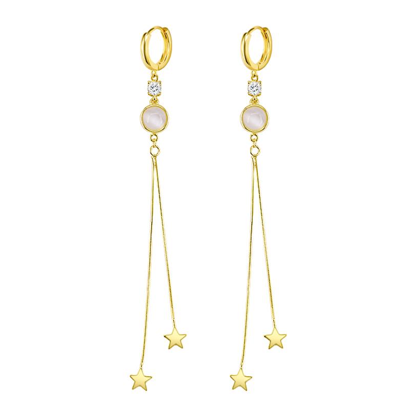 

Dangle & Chandelier 925 Sterling Silver Geometric Round Drop Earrings Fashion Long Chain Hanging For Women Wedding Party Jewelry Gift