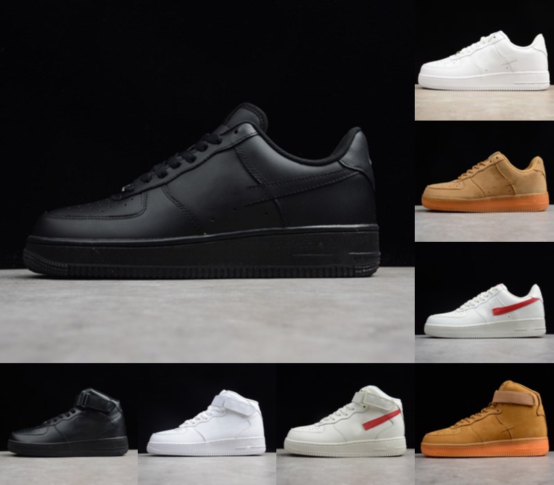 

2020 new Men Low Skateboard Shoes Cheap One 1 Knit Euro Air High Women Forces All White Black Red Discount Trainer Designer Running Shoe, White;red