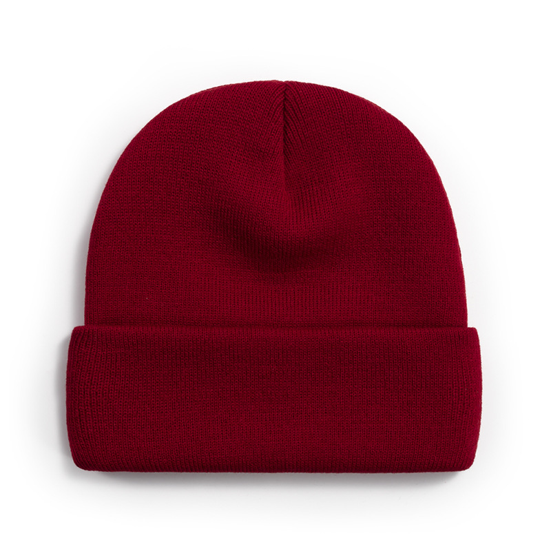 

Light Board Pullover Hat Ski Knit Male Customizable Logo Label Autumn and Winter Solid Color Woolen Cap Female Manufacturer Customizatio, Red