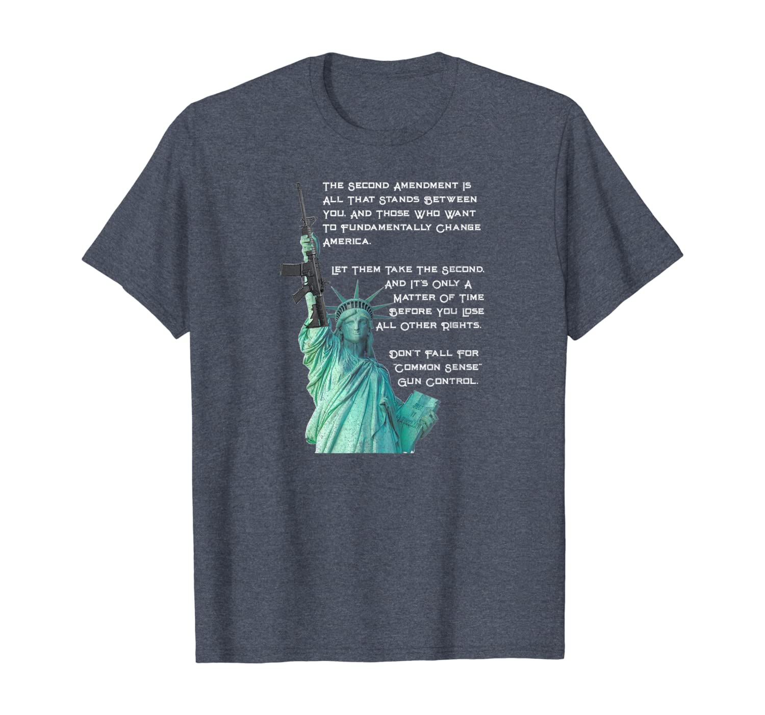 

without the second amendment statue of liberty t-shirt, White;black