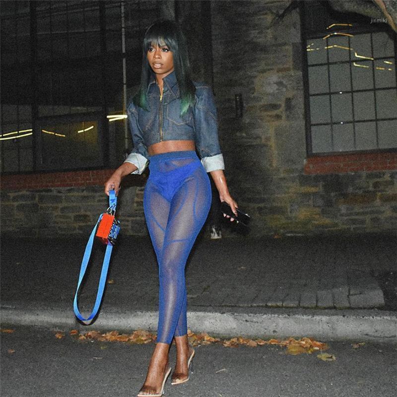 

Women' Pants & Capris Hirigin Mesh See Through Women Vetement Femme High Waist Patchwork Sheer Leggings Body-shaping Baddie Style Skinny Tr, Black