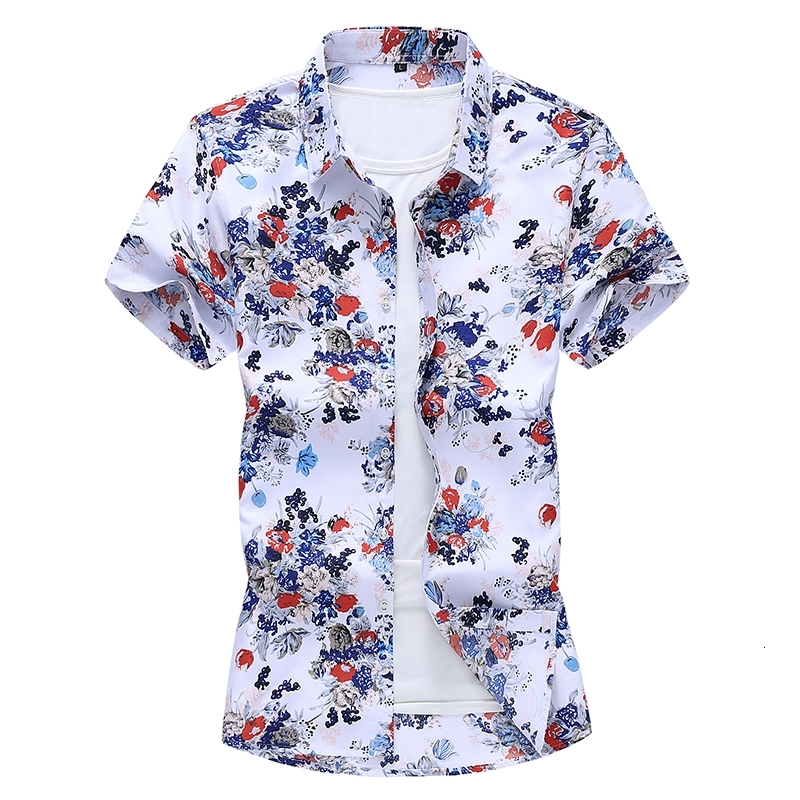 

New Fashion Design Short Sleeve Casual Shirt Men's Print Beach Blouse 2021 Summer Clothing Plus Asian Size M-xxxl 4xl 5xl 0g1v, C607