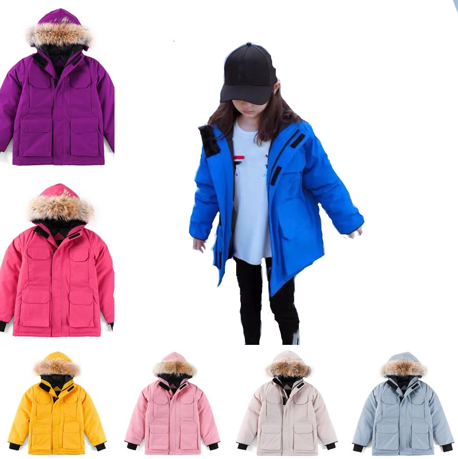 

Designer kid canada jackets long sleeve hooded embroidery downs child down jackets coat padded fur baby boy girl parka warm thick parkas outwear coats, Look other product