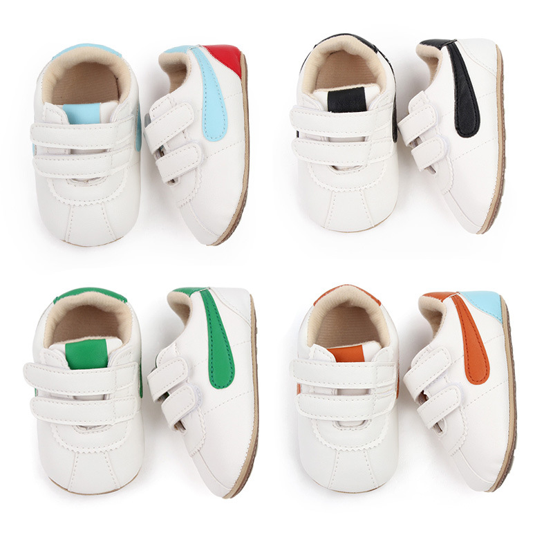 

Newborn Baby Toddler First Walkers Girl Boy PU Leather Shoes Unisex Rubber Sole Kids Accessories Crib Shoes, Orange