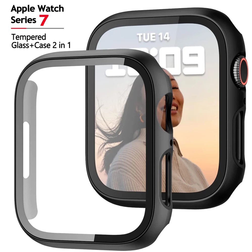 

Cover For Apple Watch 8 7 Case 49mm 45mm 41mm Accessories PC Screen Protector Bumper Protect Shell For Apple Watch iWatch Ultra Series 8 7 case, White