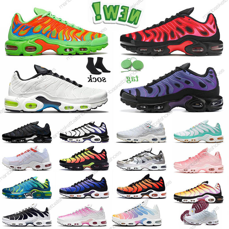 

2022 Top Quality Tn Plus Se Running Shoes Leather Triple Black Mean Green Fire Pink University Red Volt Glow Rainbow Womens Sneakers Mens, C29 fade blue hero volt 40-46