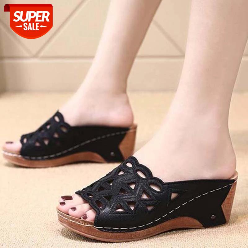 

2021 Women Sandals Slip On Summer Shoes Woman Heels Sandals For Wedges Chaussure Femme Casual Gladiator Sandalen Dames #zx7X, Black