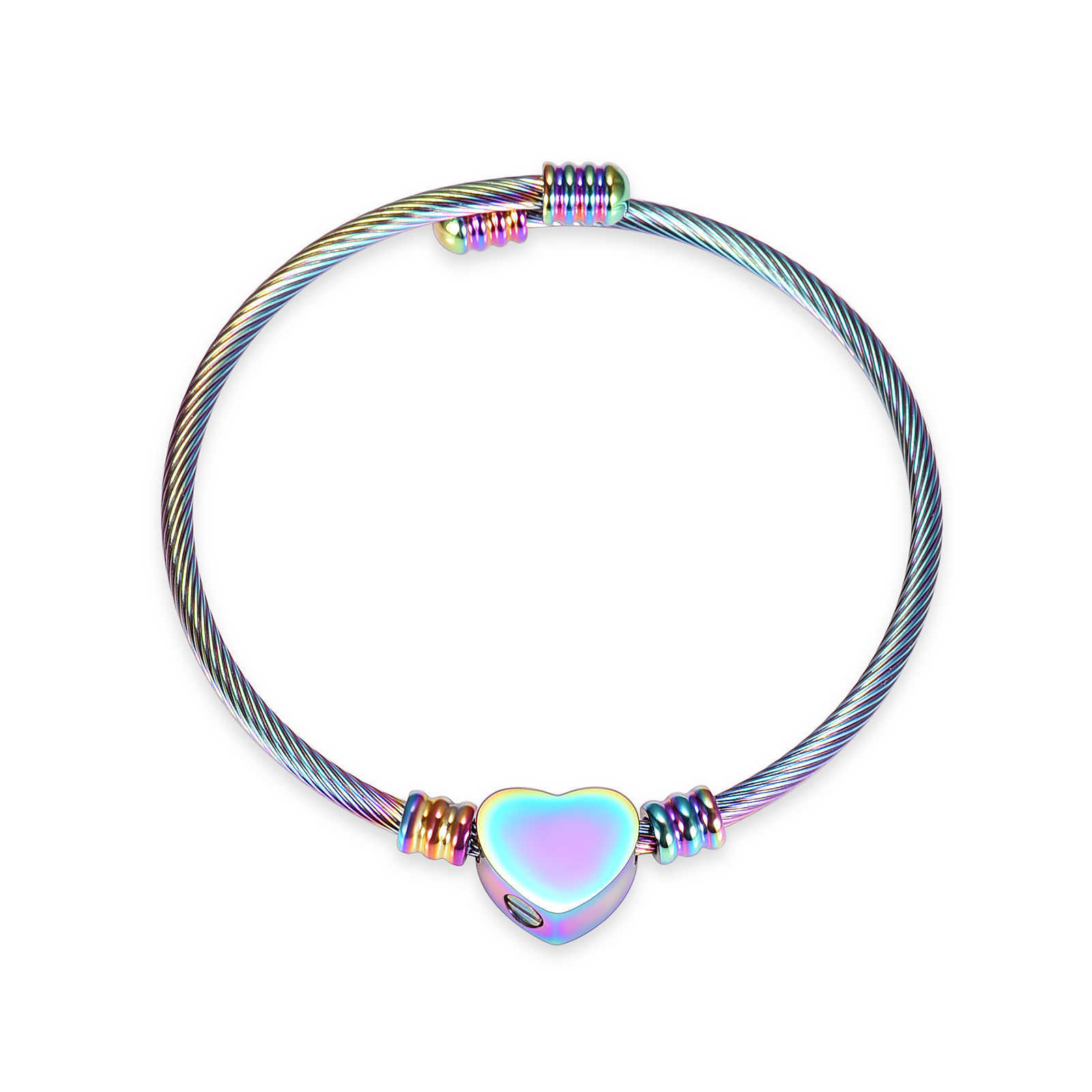 

Cremation Jewelry Urn Bracelet for Ashes - Stainless Steel Cable Cuff Adjustable Bangle Heart Pendant Bracelet Keepsake Q0720