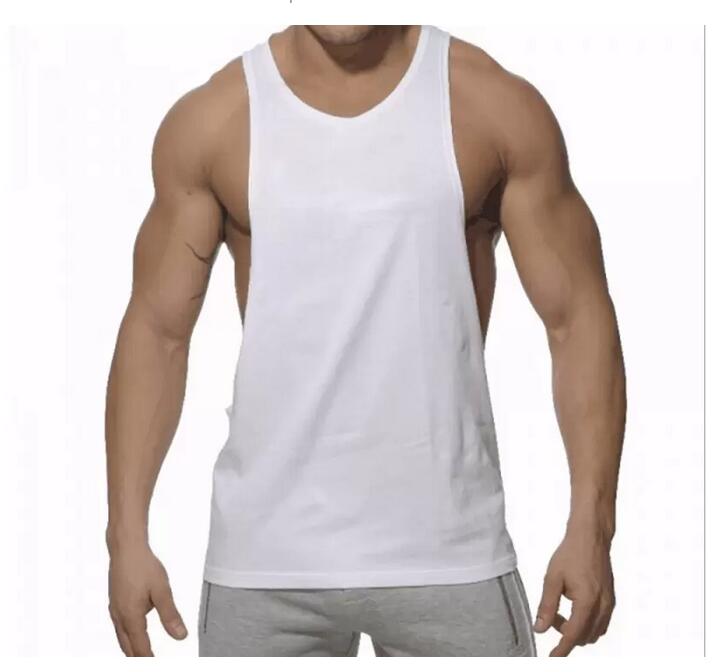 

Mens Tank Tops Summer Breathable Pure Color Cotton T-shirts Strong Men Gym Sports Running Wear, White;black