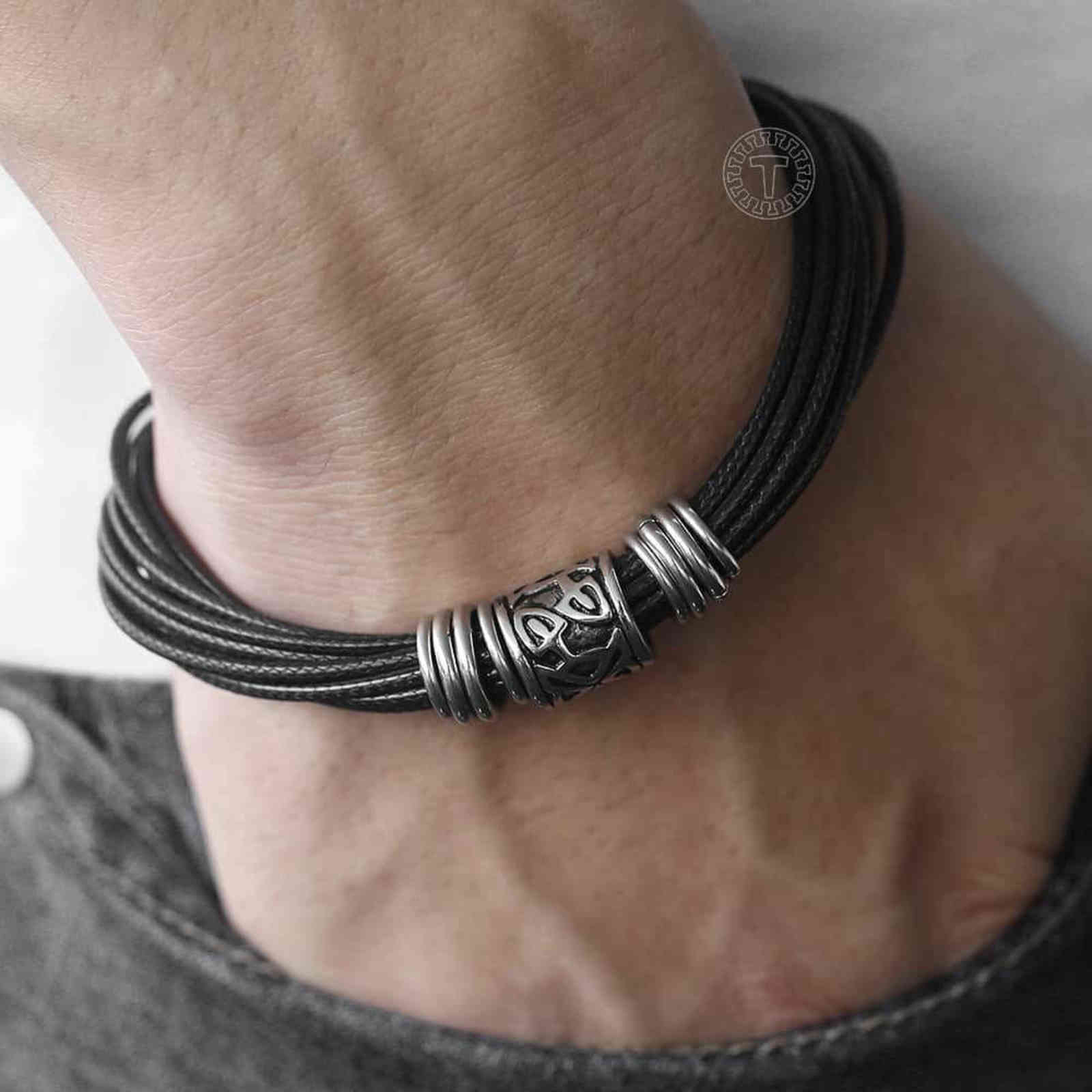 

Unique Vintage Men's Black Multilayer Braided Leather Bracelet Stainless Steel Magnetic Clasp Dropshipping Male Jewelry Dlb104