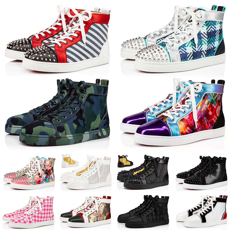 

Top Quality 2021 Red Bottoms Shoes For Woman Man Designer Loafers Sports Sneakers Luxury Black Spikes White Pink Daffodil Mens Womens Flat T
