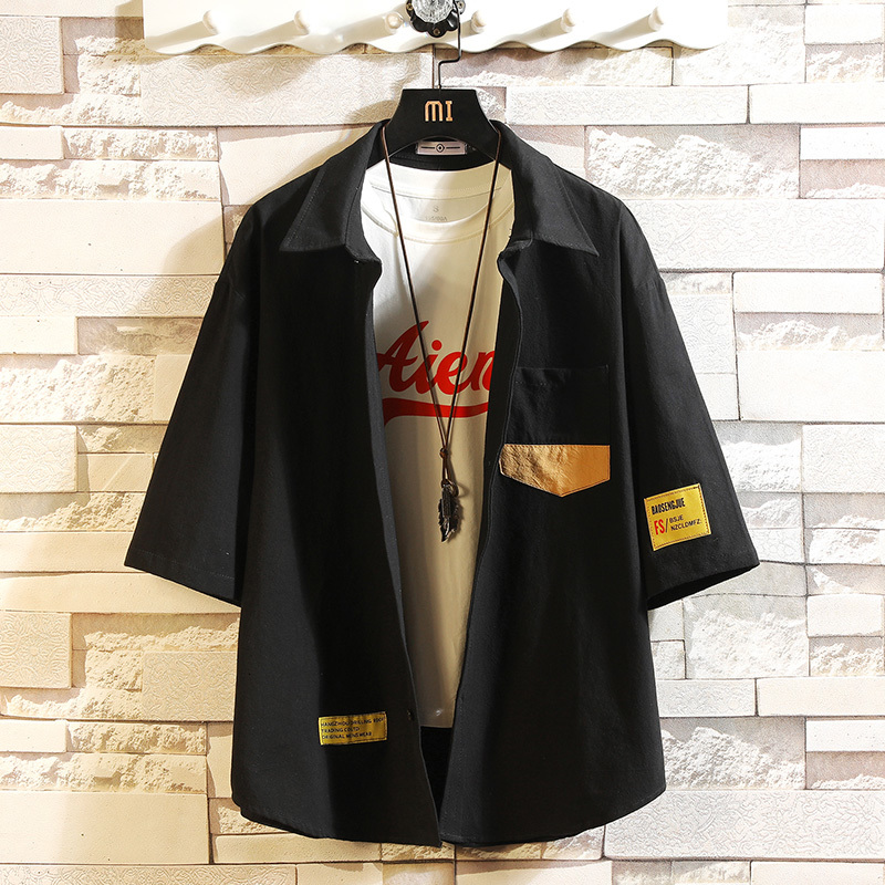 

New Classic Brand 2021 Summer Hip Hop Men's White Black Streetwear Shirt Fashion Short Sleeve Loose Casual Plus Oversize M-4xl 5xl 80oe, C743 2