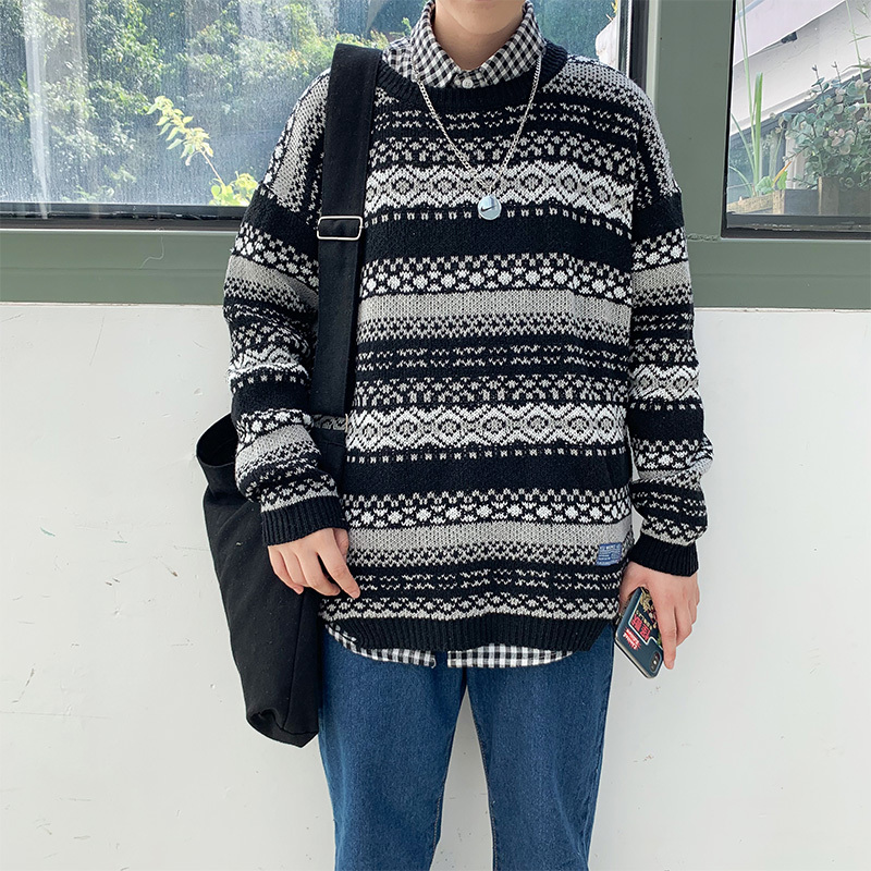 

2021 New Korean Sweater Men's Warm Fashion Retro Casual Knitted Pullover Men Loose Autumn Winter Knitting Sweaters Mens Clothes M-2xl Vvma, Red