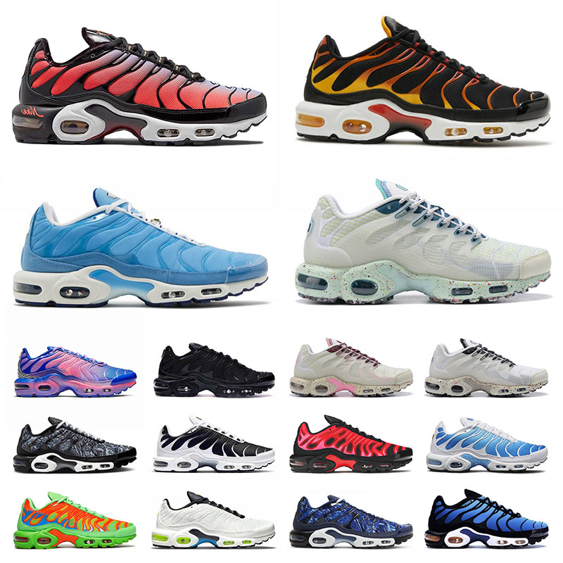 

New Arrival Plus Tn Mens Womens Designer Running Shoes Reflective Black Terrascape Mint Green University Blue Sisterhood Shattered White Sports Sneakers Trainers, 40-46 university blue