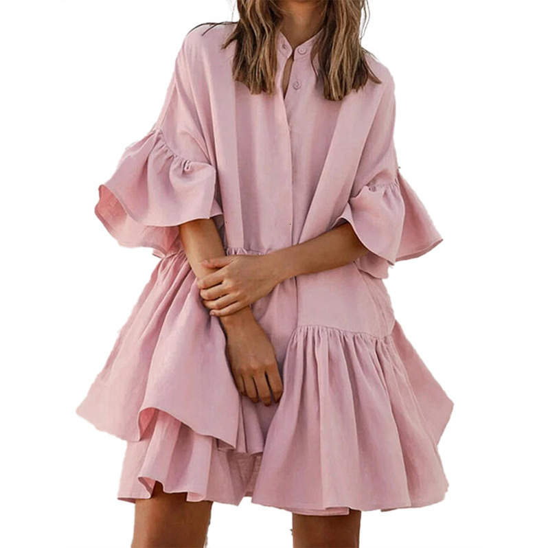 

Dresses2021 Casual sn spinning loose solid color high end drs, White