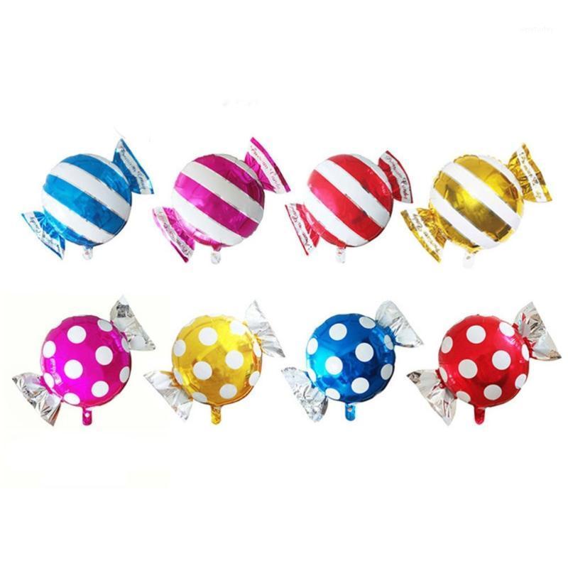 

Party Decoration 8Pcs Sweets Candy Shape Aluminum Foil Balloons Round Balloon Stripes Spots For Wedding Ceremony Decor (Random Color)