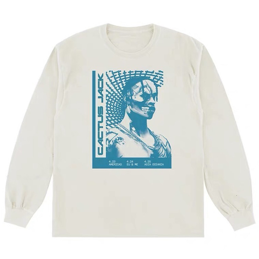 

2021 New Travis Scott Cactus Jack T-3500 Repeat Ls t Shirt Men Women Washed Long Sleeve Old Vintage Top Tees Zsvx