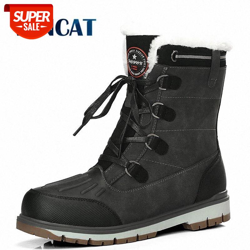 

New Quality Waterproof Snow Boots Super Warm Plush Men's Boots Winter Fur Ankle Comfortable Motorcycle Size 38-47 #8Q4P
