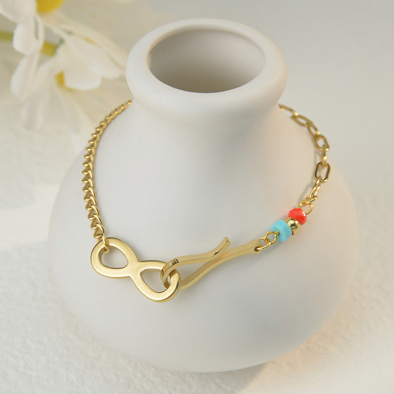 

Gold Plated Stinless Steel Chain Infinity Charm Bracelet Seedbeads Joint Bracelets Jewelry