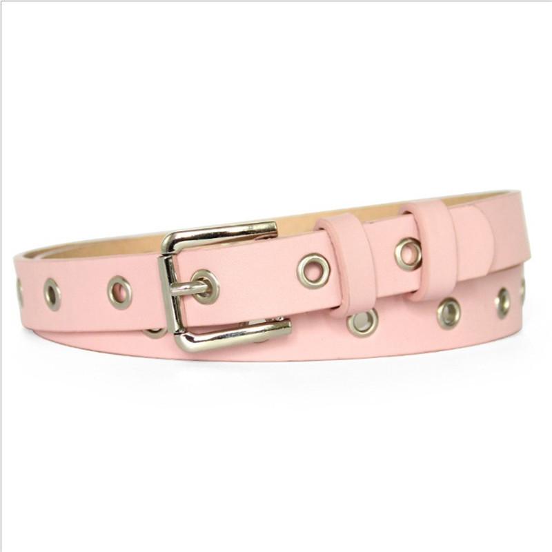 

Belts Punk Eyelet For Ladies Jeans 2021 Design Metal Buckle Red Belt Waistband, Black