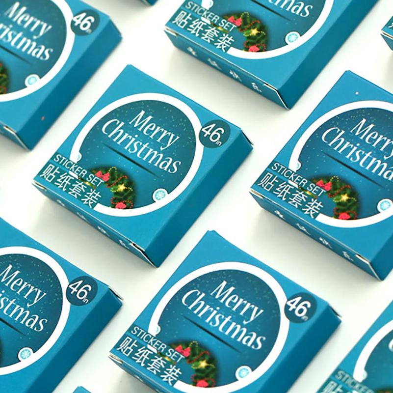 

New 46Pc Merry Christmas Paper Sealing Stickers Set Envelops Box Scrapbook Craft
