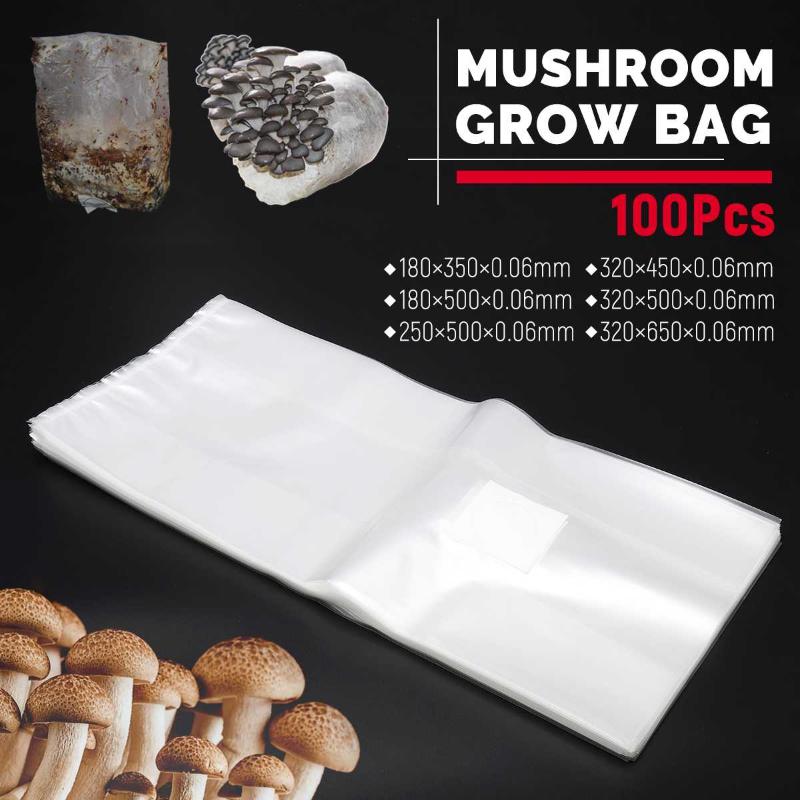 

Planters & Pots 100Pcs Mushroom Grow Bag Spawn Media Substrate High Temp Pre Sealable Garden Supplies PVC Planting Ventilate Bags