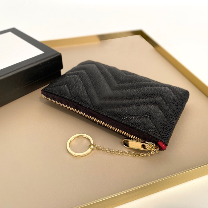 

Luxury Designer Coin Purse Designers Handbag Leather Fashion Womens Men Purses Mens Key Ring Credit Card Holder Coins Pouch Bags Classic Bla, Red;black