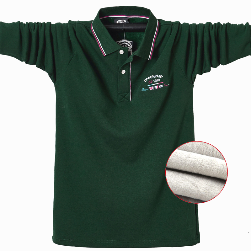 

Hot Casual Thermal Shirt Long Sleeve Polo Male 2021 New Winter Cotton Embroidered Plus Size t Superior 5xl Numf, Gray